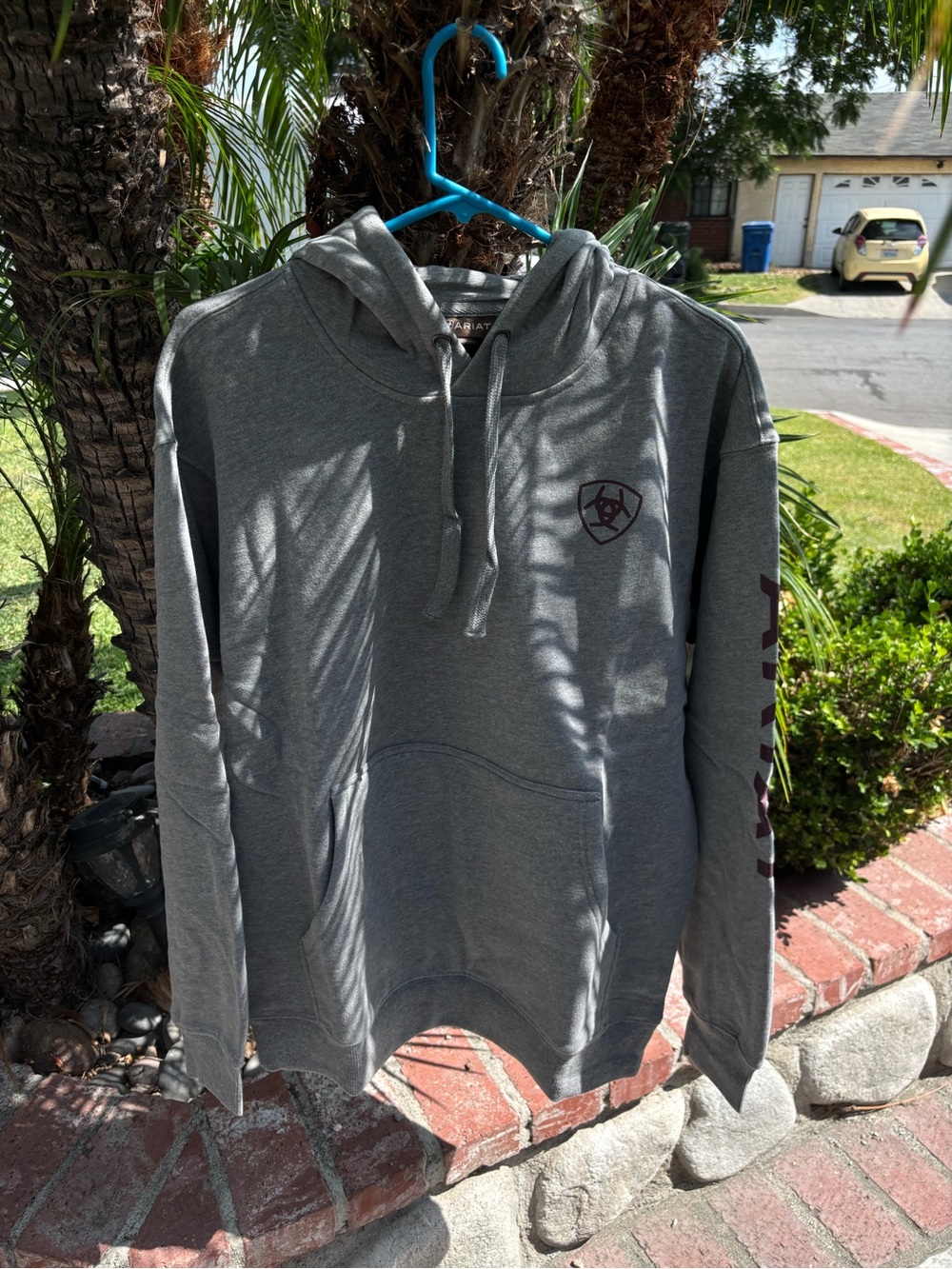 Ariat Heather Gray Pullover Hoodie with Sleeve Logo